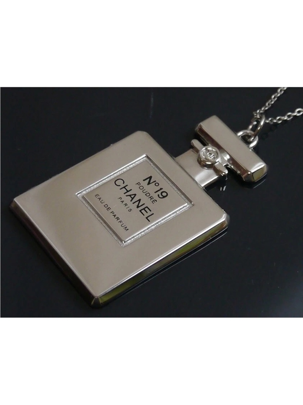 CHANEL N°19 Silver Toned Necklace GUC - Picture 3 of 9